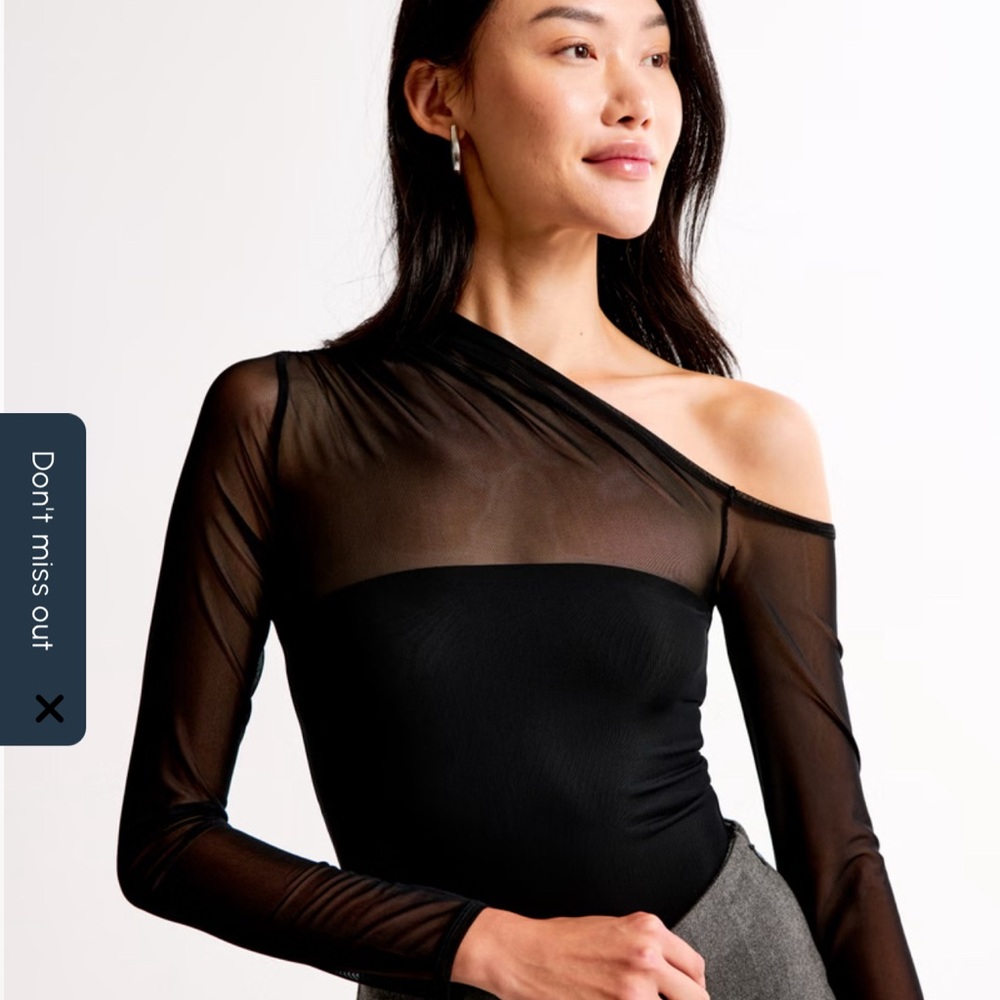 Abercrombie & Fitch Black Sheer One-Shoulder Blouse